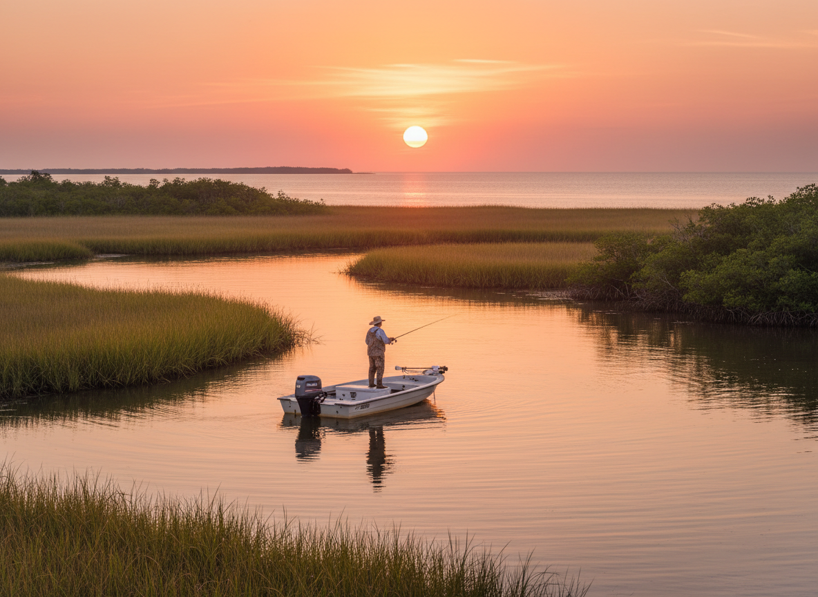 Florida Back Bay Fishing at Sunset